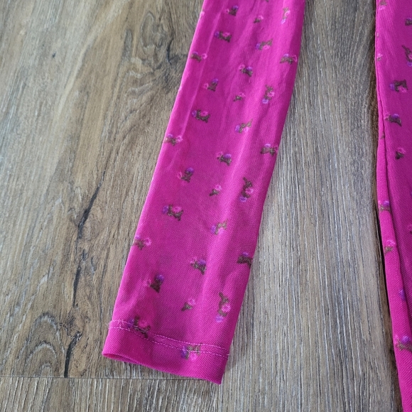 FOREVER 21 Floral Pink Mesh Net Mini Bodycon Dress Size S Y2K Disco Long Sleeve - Picture 6 of 9